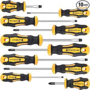 10 piece screwdriver set with yellow handles