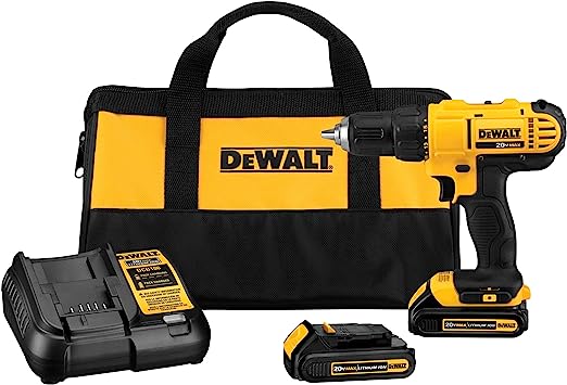 DeWALT drill with 2 batteries a charger and a bag