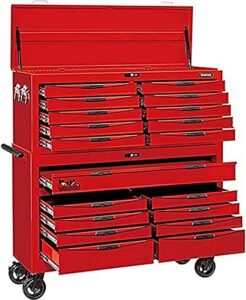 Rolling red tool box with 10 sets of drawers